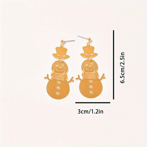 Goldene Schneemann Ohrhänger Hohlkupfer Elegante Weihnachten Festival Party Schmuck Für Damen
