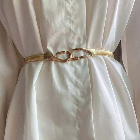 Cintura In Metallo Elastico Donna Catena In Vita Sottile Per Abito Elegante Lega Lucida Molla Elastica Chiusura Gancio