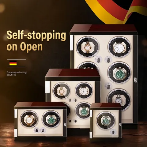 Automatic Watch Winder Box Luxury Wood Carbon Fiber Quiet Motor LED Light Mechanical Watch Storage Display