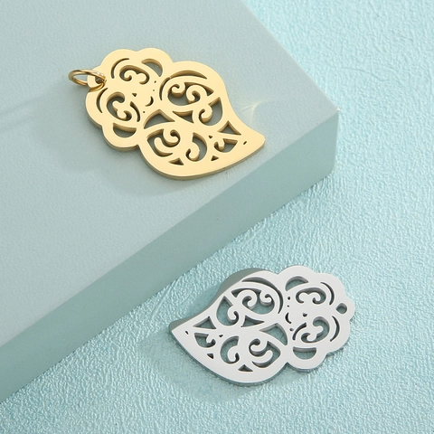 Dijes Colgante Hoja Hueca Acero Inoxidable Diseño Filigrana Para Creación De Joyas Manualidades Accesorios De Moda