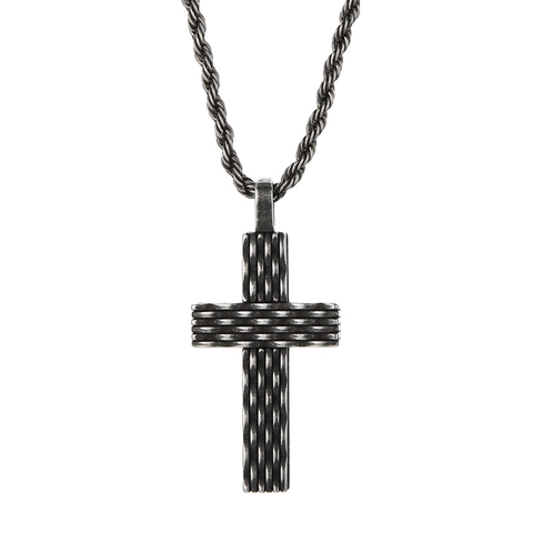 Colgante De Cruz Acero Inoxidable 316L Patrón De Rombos Textura Trenzada Estilo Punk Joyas Religiosas Para Hombre