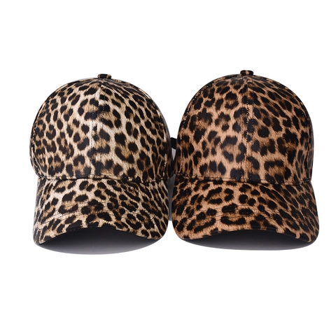 Casquette De Baseball Imprimé Léopard PU Cuir Polyester Chaud Extérieur Mode Chapeau À Visière Réglable Sport Accessoire