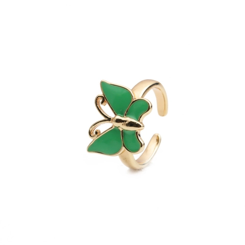Schmetterling Offener Ring Buntes Emaille Kupfer Verstellbar Mikro-Set Schmuck Für Damen Herren