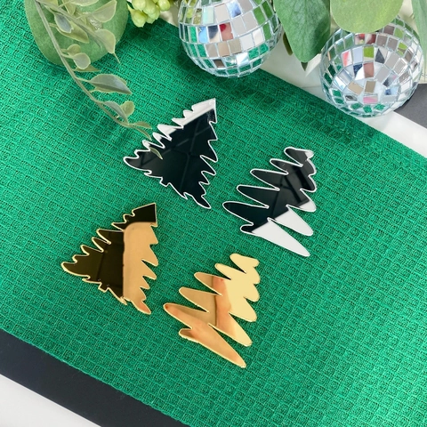 Decorazioni Per Cupcake Albero Di Natale Acrilico Specchio Oro Argento Arredo Per Dessert