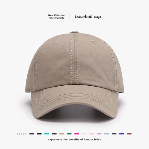 Washed Cotton Baseball Cap Breathable Soft Top Adjustable Outdoor Sun Hat Minimalist Solid Color For Men Women