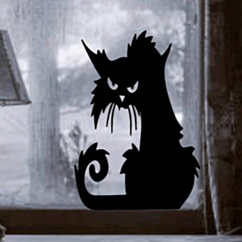 Halloween Schwarze Katze Wandaufkleber PVC Selbstklebend Silhouette Dekoration Für Fenster Glas Gruselig Party