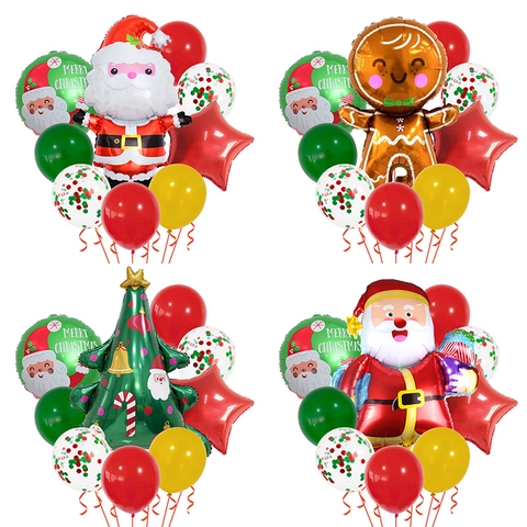 Palloncini Di Natale Pellicola Alluminio Lattice Decorazioni Per Festa Tema Personaggio Cartone Animato Ornamenti Festivi