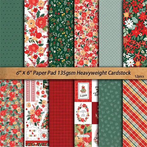 Weihnachts Retro Scrapbooking Material Papier Für Junk Journal Florales Muster Dekoratives Papier