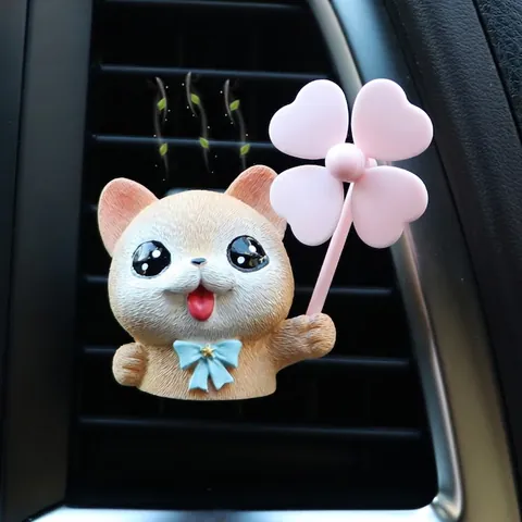 Car Air Vent Freshener Clip Cute Cartoon Animal Astronaut Resin Ornament Rotating Windmill Propeller Interior Decor