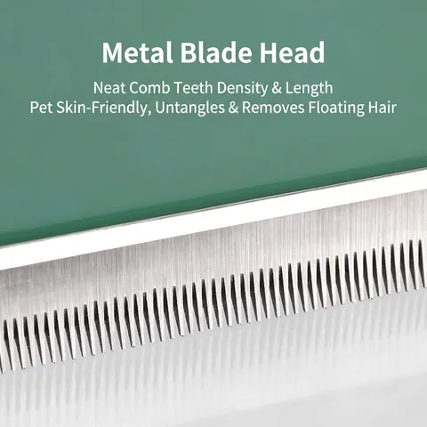 Pet De-shedding Tool Stainless Steel Blade Grooming Comb With One-Click Self-Cleaning For Dogs Cats Hair Removal