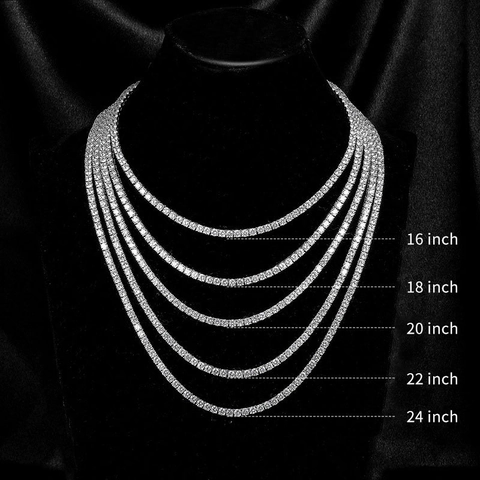 Tennis Necklace Copper With 18K Gold Plated Prong Set Cubic Zirconia Bling Hip Hop Jewelry For Men Women