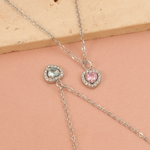 Collana Con Pendente A Cuore Acciaio Inossidabile Zircone Halo Catena Da Clavicola Elegante Design Di Nicchia Gioielli Donna