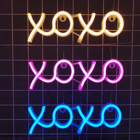 Xoxo Led Neon Sign Light Plastic Wall Hanging Atmosphere Lamp For Bedroom Room Party Wedding Christmas Decor USB Battery Operated