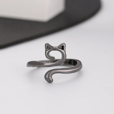 Anillos Abiertos De Gato Animal Para Mujer Ajustables Aleación Geométricos Minimalistas Moda Joyería Accesorios Con Diamantes De Imitación