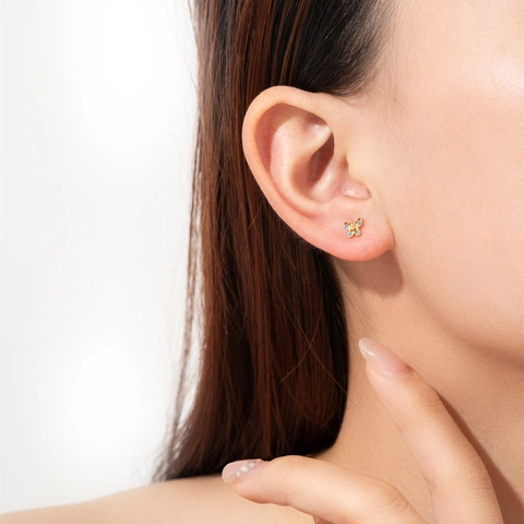 Schmetterling Ohrstecker Mit 925 Sterling Silber Ohrringpfosten Zirkonia Minimalistischer Modeschmuck Für Damen