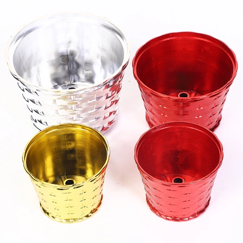 Support De Sapin De Noël Pot En Plastique Texture Tissée Base Fixation Pour Décoration De Fête Bureau Éclat Métallique