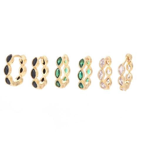 Westliche Kupfer Marquise Schliff Zirkonia Huggie Hoop Ohrringe Gold Platin Galvanisiert Perlenrand Wassertropfen Ohrringe Für Damen Schmuck