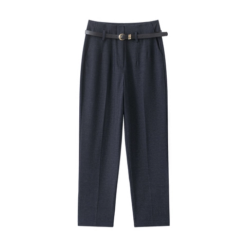 Pantalones De Traje De Poliéster Para Mujer De Cintura Alta Con Cinturón Ajuste Delgado Pierna Recta Cónica Oficina Negocios