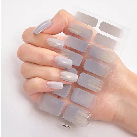 Nail Stickers Full Wraps Polish Film Adhesive 3D Laser Gold Stamping DIY Manicure Decoration For Women Girls
