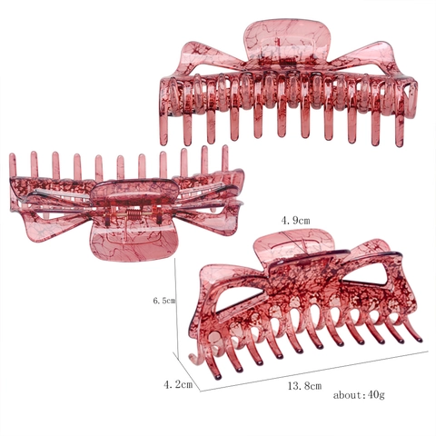 Pinzas Grandes Para El Cabello De Plástico Resina Agarre Fuerte Diseño Hueco Antideslizante Accesorio De Peinado Diario Para Mujeres Niñas