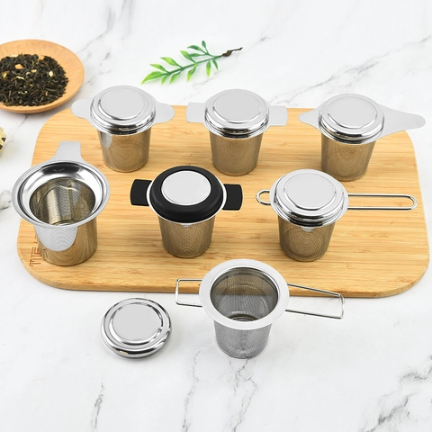 304 Stainless Steel Tea Strainer Fine Mesh Tea Infuser With Lid And Foldable Handles For Loose Leaf Tea Brewing