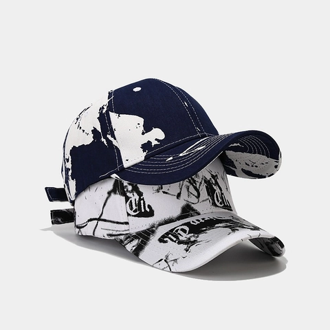 Casquette De Baseball Imprimé Graffiti Splatter Coton Bord Incurvé Ajustable Streetwear Mode Chapeau Extérieur Homme Femme