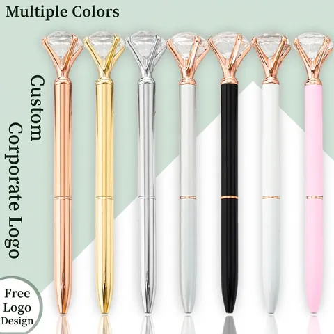 Large Diamond Ballpoint Pen Metal Crystal Luxury Creative Writing Stationery Office School Supplies Business Gift