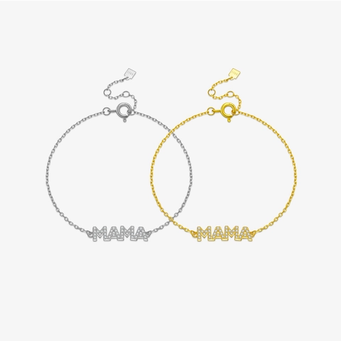 925 Sterling Silver MAMA Letter Bracelet Zircon Inlaid Dainty Chain Adjustable For Women Mother Jewelry Gift Minimalist