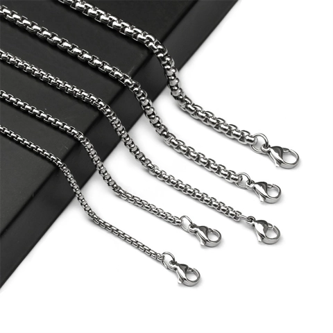 Collar De Cadena De Acero Inoxidable Minimalista Para Hombres Mujeres Base Caja Serpiente Cuerda Joyería Hip Hop Punk Estilo