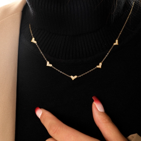 Collier En Acier Inoxydable Pour Femmes Plaqué Or 18K Pendentif Coeur Papillon Étoile Bijoux De Mode Élégants