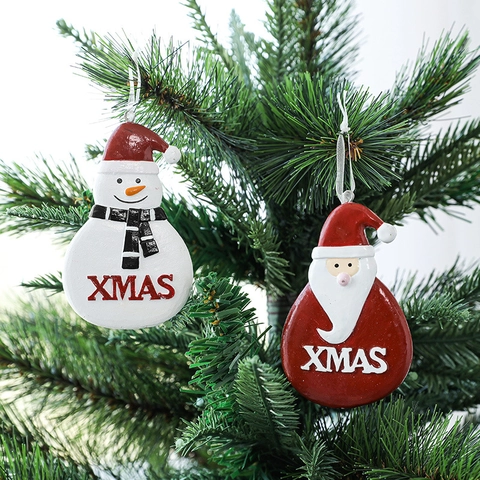 Ornamenti Appesi Di Natale Resina Dipinta Babbo Natale Pupazzo Di Neve Renna XMAS Decorazioni Festive Per Albero