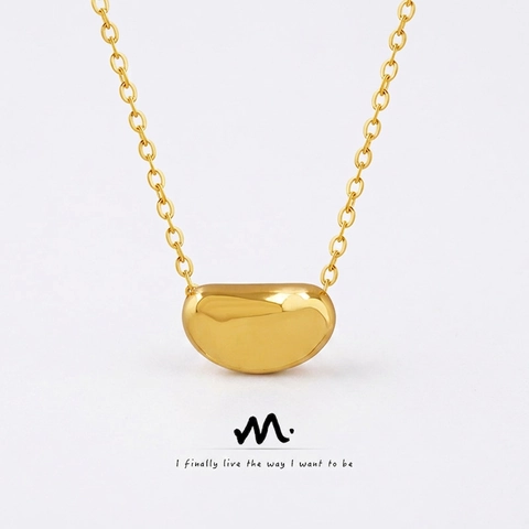 Collana Con Pendente a Fagiolo in Acciaio al Titanio Minimalista Per Donna Placcata in Oro Argento Catena per Clavicola Gioielli