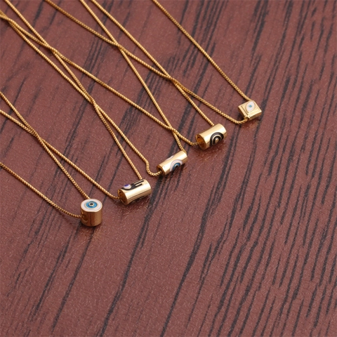 Collana Pendente Occhio Fortunato Rame Zircone Croce Stella Catena Scatola Gioielli Minimalisti Regalo Elegante Donna