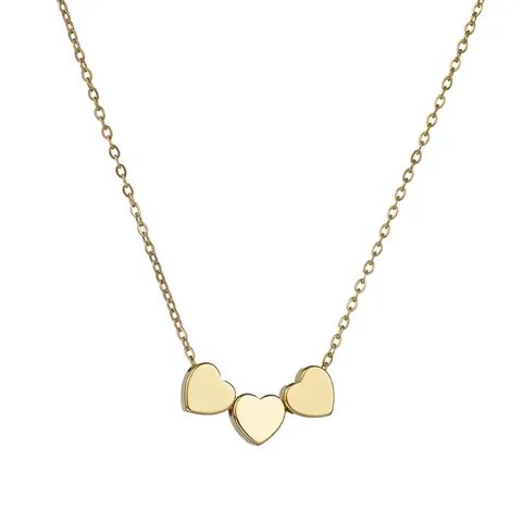 Collana con Ciondolo a Cuore in Acciaio Inossidabile Placcato Oro 18K per Donna Moda Tre Cuori Catena per Clavicola