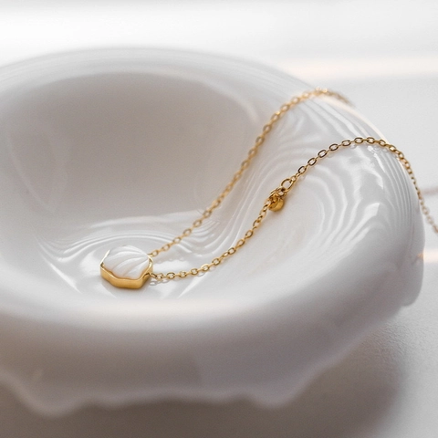 Vintage Sweet Ocean Style Shell Heart Pendant Necklace For Women Titanium Steel Gold Plated Mother Of Pearl Clavicle Chain Jewelry