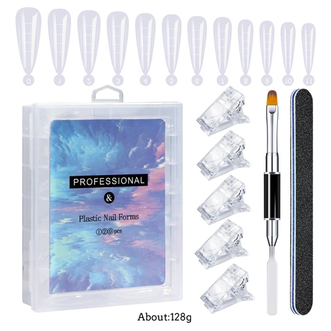 Professionele Nagelverlenging Tool Dubbelzijdige Borstel Plastic Nagelvormen Clips Roestvrijstalen Pusher Glazen Beker DIY