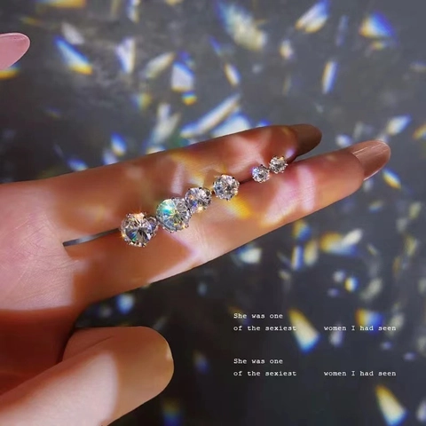 Pendientes De Botón De Zirconia Cúbica Redondos Con Poste De Plata De Ley 925 Joyería Brillante Para Mujeres