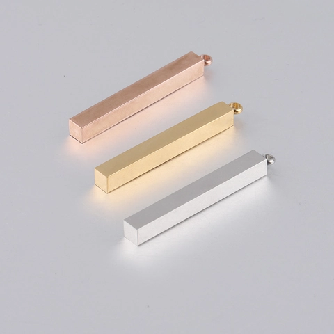 Pendente Barra Cuboide In Acciaio Inossidabile Lucidato A Specchio Striscia Lunga Verticale Ciondolo Vuoto Per Creazione Gioielli
