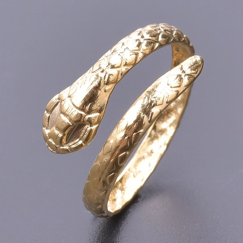 Slang Ring Roestvrij Staal Open Verstelbaar Wikkelontwerp Schubbentextuur Gothic Punk Stijl Mode Sieraden Voor Dames Heren
