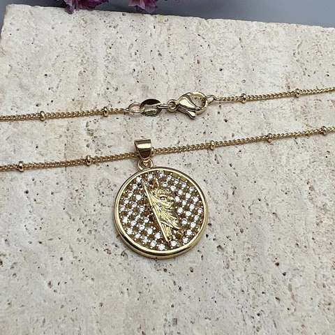 Religious Pendant Necklace Copper 18K Gold Plated Zircon Virgin Mary St Benedict Fashion Jewelry For Women