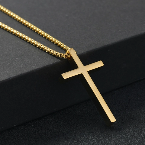 Collana Con Pendente A Croce Classica Acciaio Inossidabile Minimalista Hip Hop Catena Box Gioielli Per Uomo Donna