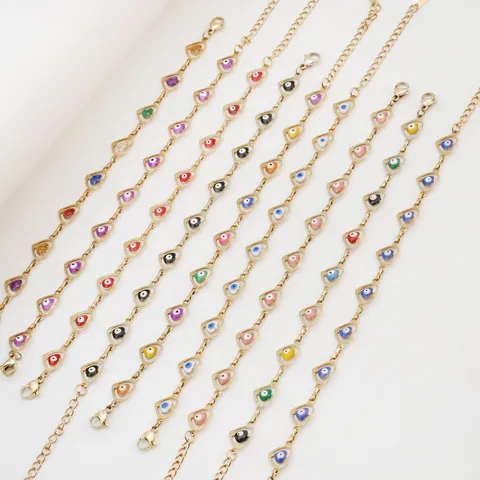 Elegant Titanium Staal Hart Boze Oog Armband Voor Dames Zoet Fris Verguld Kleurrijke Bedel Verstelbare Handketting Sieraden