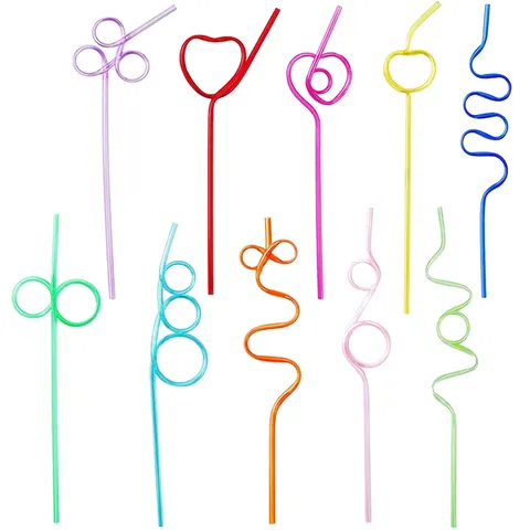 Cannucce Riutilizzabili In Plastica PET Colorate Forme Creative Accessorio Per Bevande Per Feste Di Compleanno Bambini