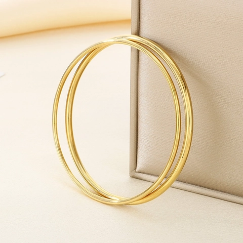 Brazalete Redondo De Alambre De Acero Inoxidable Pulido Pulsera Para Mujer Joyería De Moda Simple Geométrica Y Apilable