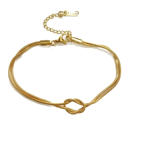 Knot Bracelet Necklace Stainless Steel Double Layer Snake Chain Adjustable Couple Jewelry Gift For Valentine's Day