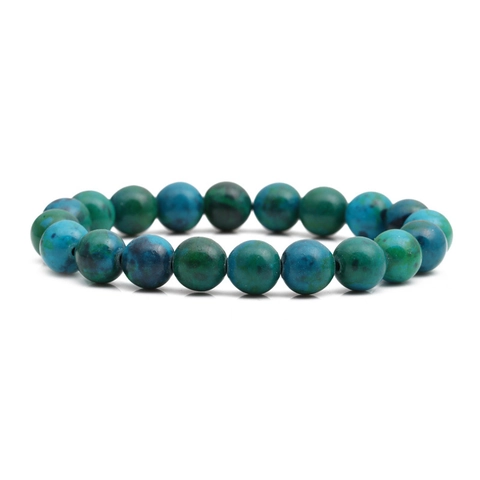 Natural Phoenix Lapis Lazuli Beaded Bracelet Blue Green Healing Stone Ethnic Jewelry For Men Elastic Round Beads