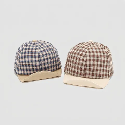Gorra De Béisbol A Cuadros Para Niños Algodón Visera Suave Ajustable Sombrero De Sol Hip-Hop Para Bebé