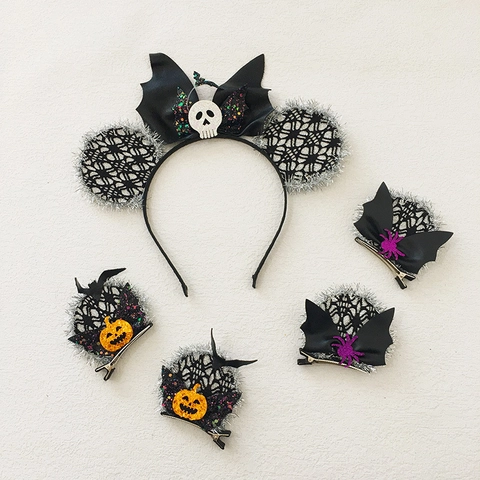 Halloween Haarschmuck Spinnennetz Kürbis Fledermaus Totenkopf Schleife Stirnband Haarspangen Netz Tüll Party Kopfbedeckung Neuheit
