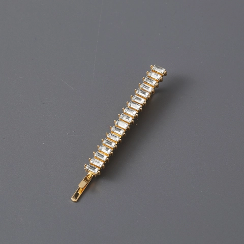 Fermaglio Per Capelli Sottile Elegante Per Donne Lega Galvanizzata Con Rhinestone Rettangolare Molletta Per Capelli Semplice