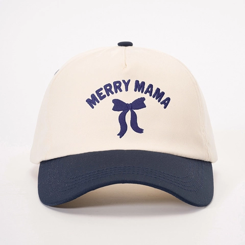 Gorra De Béisbol Bordada Merry Mama Color De Contraste Sombrero De Sol Transpirable Con Diseño De Lazo Para Madres Ajustable